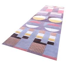 Easy care machine washable good quality american rug manufacturer since 1928. Bauhaus Pink Purple Gold Mauve White Black Hand Knotted Runner Rug In Stock For Sale At 1stdibs