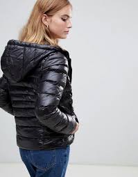 Brave Soul Parka Jacket With Faux Fur Trim Hood Brave Soul Brave Soul Everett Padded Coat With Hood In Shine Finish Puffer Jacket Women Puffy Jacket Padded Coat