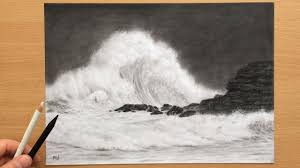 You can use a pencil to create light marks on the helpful details that you will work on. Crashing Waves Seascape Charcoal Drawing Youtube