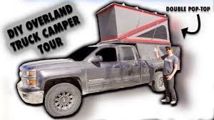 Roof rack or ladder rack for trailer for roof top tent. Diy Overland Truck Camper Tour Home Built Shell With Double Pop Roof Top Tent Youtube