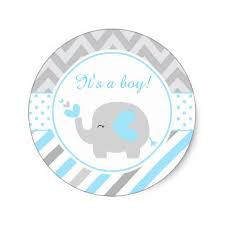 Blue And Gray Elephant It S A Boy Classic Round Sticker Chevron Craft Supplies Baby Shower Balloons Boy Baby Memory Album Elephant Baby Shower Boy