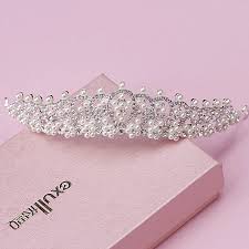 Shiny Elegant Full Crystal Beads Pearl Decorated Bridal Tiaras Hair Accessories Wedding Cr Bride Hair Accessories Bridal Hair Tiara Wedding Accessories Jewelry