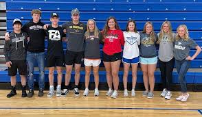 This afternoon at BHS 10 seniors were recognized that have made plans to  continue their participation in athletics in college. They include (L-R), Mason  Esterline, wrestling