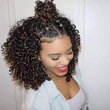 Half Up Half Down Top Knot Mediumlengthblackhairstyles Curly Hair Half Up Half Down Curly Hair Styles Naturally Hair Styles