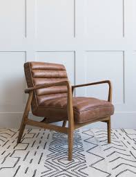 Griffin reclaimed wood beverage console. Mid Century Leather Armchair Brown Rose Grey