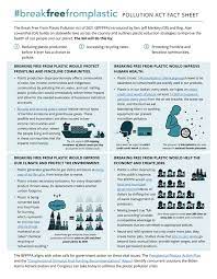 The federal bill, which is sponsored by sen. Pollution Act Break Free From Plastic