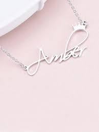 Bracelets, charms, pendants, dog tags, personalized gifts Aber Style Personalized Princess Crown Name Necklace Silver 1000037975