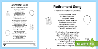 You helped me become the person i am today! Retirement Song For Teachers Printable Resource For Kids
