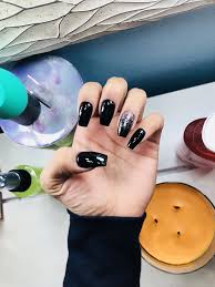 Coffin Acrylic Nails Black And Glitter Black And Pink Glitter Coffin Nails Hair And Nails Black Acrylic Nails Coffin Nails