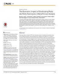 He is an economist and the director of the. Pdf The Economic Impact Of Eradicating Peste Des Petits Ruminants A Benefit Cost Analysis
