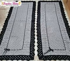 Tapete Retangular Simples Cinza E Preto Tapete Cinza Tapete Retangular De Croche Tapete De Croche