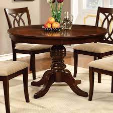 Round Table Top With Pedestal Dining Table Wood Brown Cherry Homes Inside Out In 2021 Round Wood Dining Table Round Pedestal Dining Wood Dining Table