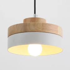 Macaron Loft Round Pendant Lighting Single Light Wood Pendant Lamp For Dining Room Bookstore White Wood Pendant Lamps Round Pendant Light Wood Pendant Light