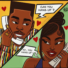 90's type of love story 🫶🏾 . . . . .#illustration #drawing #art #love  #romanticcall #design #digitalart #90slove #90snostalgia #4everestherr  #blacklovers