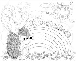 You can use them for so many things! Coloring Page With Lovely Hedgehog With Balloons Near The Rainbow Royalty Free Cliparts Vectors And Stock Illustration Image 99829249