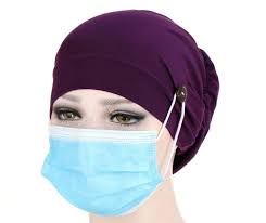 Chemo Headwear Beanie Hat With Buttons To Hold Face Mask 6 Etsy Chemo Headwear Hats For Cancer Patients Turban Headwrap