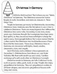 Christmas Around The World Germany Reading Comprehension Passage Questions Reading Comprehension Passages Christmas Poems Christmas School