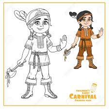 Download or print easily the design of your choice with a single click. Cute Boy In Indian Costume Color And Outlined For Coloring Page Royalty Free Cliparts Vectors And Stock Illustration Image 86691354