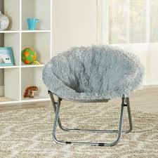 Isabelle Max Brimmer Plush Kids Faux Fur Saucer Chair Color Gray Saucer Chairs Kids Chairs Chair