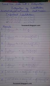 Fsc Ics Notes Math Part 2 Chapter 3 Integration Formula For Substitution Asad Hussain Math Notebooks Notes Math