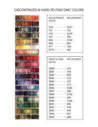 discontinued dmc colors their replacements chart cross