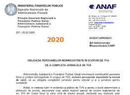 Autoritatile stabilesc daca o persoana juridica se incadreaza la acest sistem si se poate verifica online. Anaf ObligaÈ›ia Persoanelor Neinregistrate In Scopuri De Tva De A Completa Jurnalele De Tva Cabinetexpert Ro Blog Contabilitate