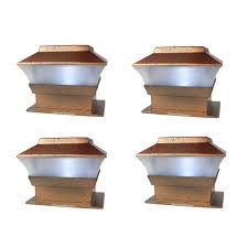 Outdoor Solar Powered Deck Fence Post Cap Lights For 4x4 Wood Post 4 Pack Walmart Com Walmart Com