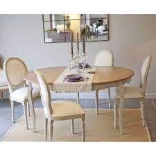 ensemble table 4 chaises compose de 1 table ronde avec allonge 120 160 cm pauline salle a manger table ronde table salle a manger salle a manger merisier