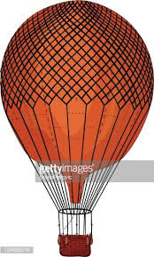 An illustration of a hot air balloon is included. Hot Air Balloon Vintage Vector Illustration Clipart Image