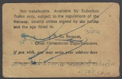 AOP India Western Railway 1977 monthly passenger pass BORIVALI to VIRAR | eBay