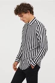 Black And White Striped Shirt H M Pdp In 2020 Mens Shirt Dress Blue Shirt Dress Black And Blue Dress
