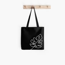 Monstera Leaf Minimal Line Art Black Tote Bag By Hbailey Design In 2021 Tote Bag Canvas Design Black Tote Bag Canvas Bag Design