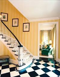 Black And White Checkered Floor Entry 49 Amazing Foyers That Will Wow Your Guests Striped Walls Vertical Foyer Decorating Home