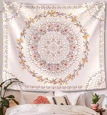 X4000 (031 260 4000) student support: White Bohemian Tapestry Wall Hanging Mandala Floral Medallion Hippie Tapestry With Light Brown Aesthetic Wreath Design Cream Wall Decor Blanket For Bedroom Home Dorm Large 68 80 Inches Walmart Com Walmart Com