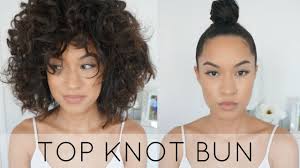 Part hair down the middle. Easy Top Knot Bun For Short Hair Youtube