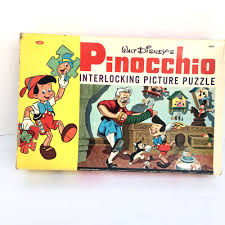 Walt Disney S Gepetto Pinocchio Interlocking Picture Puzzle Jaymar 12 X 22 Picture Puzzles Vintage Disneyland Pinocchio