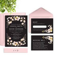 Blush Pink Wedding Invitation Suite Black And Blush Invites Floral Wedding Invitat Vintage Wedding Invitations Floral Wedding Invitations Wedding Invitations