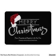 Red Santa Hat Modern Corporate Christmas Card Zazzle Com Holiday Design Card Christmas Cards Corporate Christmas Party Invitations