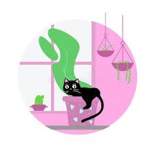 Naughty Cat at Home. Cat Climbs into a Plant Pot. Disobedient Cat. Doodle  on White Background. Funny Cartoon Illustration Stock Vector - Illustration  of funny, houseplant: 161295491