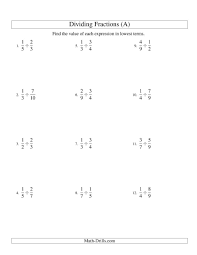 The Dividing Proper Fractions A Math Worksheet From The Fractions Worksheets Page At Math Drills Com Fractions Worksheets Dividing Fractions Proper Fractions