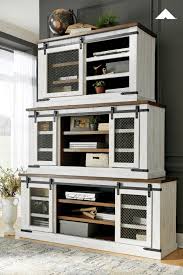 Wystfield White Brown Tv Stands By Ashley Furniture Double Take Sporting A Two Tone Finish That Pairs A Distre Tv Stand Decor Bedroom Tv Stand Tv In Bedroom