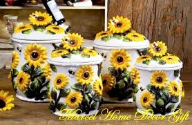 Sunflower Jar For Kitchen Decor Sunflower Kitchen Sunflower Themed Kitchen Sunflower Kitchen Decor