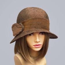 Vintage 60's Sears Millinery Ladies Summer Straw Hat Orange Cloche Style