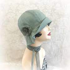1920 S Style Linen Hat With Pleated Brim And Flower The Polly Cloche Cloche Hat Hats Vintage Beautiful Hats