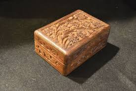 Maybe you would like to learn more about one of these? India Vintage Small Wooden Box Jewelry Trinket Hand Carved Wood Woodenware Trinity Opc Antiques
