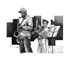 Famous Black And White Art Prints Pencil Drawing Print Of Black Street Musicians By Black African American Artist John Ne Black And White Artwork Famous Black Artists Black Artists
