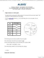 How do you find the central angle of a circle? Aleks Angle Measure In A Circle Graph V3 Pdf Aleks Shaamim Ahmed 7 29 22 Pm Est Copyright U00a9 1 Of 2 Course Hero