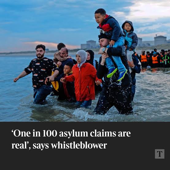 Only one in 100 asylum claims are genuine, according to a whistleblower who has revealed widespread fraud and dysfunction in the system. The Home Office official, who has worked for years as