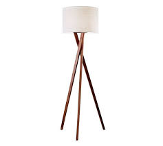 Nauticalmart designer tripod floor lamp stand with white cotton shade: Genoa Wooden Floor Lamp Pottery Barn