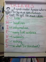 Main Idea In Non Fiction T H I E V E S Anchor Chart